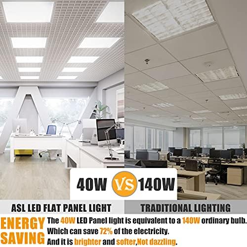 2x2FT LED Lapos Troffer Fény, Allsmartlife, Edge-Lit 4000K Fényes Fehér, 40W/4826Lumens, 0-10V Szabályozható, UL & FCC Felsorolt,100-277V