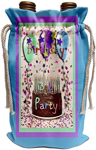3dRose Beverly Turner Szülinapi Meghívó Tervezés - 3. Születésnapi Party Meghívó Csokoládé Torta - Bor, Táska (wbg_20797_1)