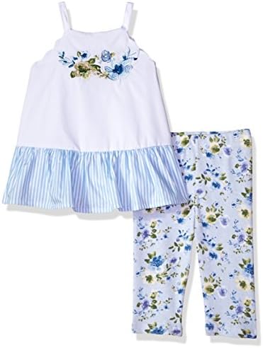 Sáros Pite baba-lányok Virágos Sleevless Fodros Tunika & Legging 2 Pc Playwear Készlet