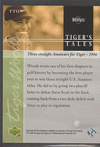 2001 Felső szint Tigris Mesék Golf TT11 Tiger Woods RC Újonc Hivatalos UD Trading Card