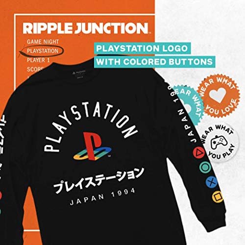 Ripple Junction Férfi Playstation Logó Hosszú Ujjú Póló, Japán Karakterek